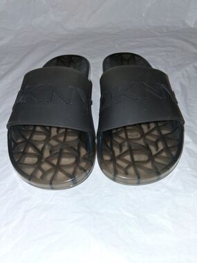 DKNY Black Logo Slide Sandals